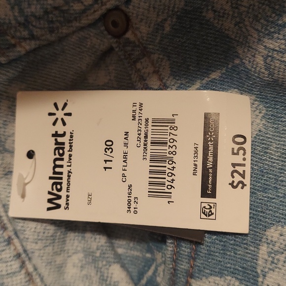 Celebrity Pink mid-rise flare bellbottom rose print hippie boho jeans women's 11 - Picture 4 of 4